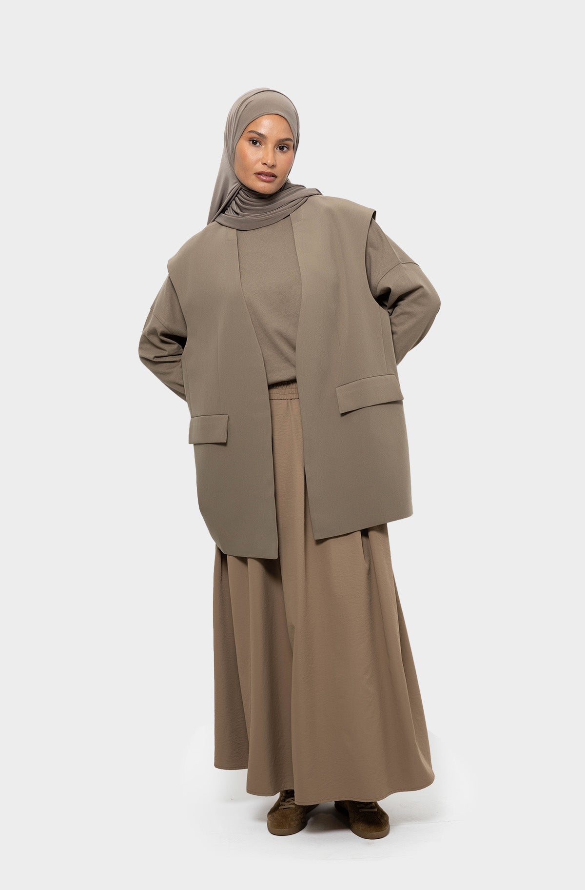 Blazer sans manches taupe