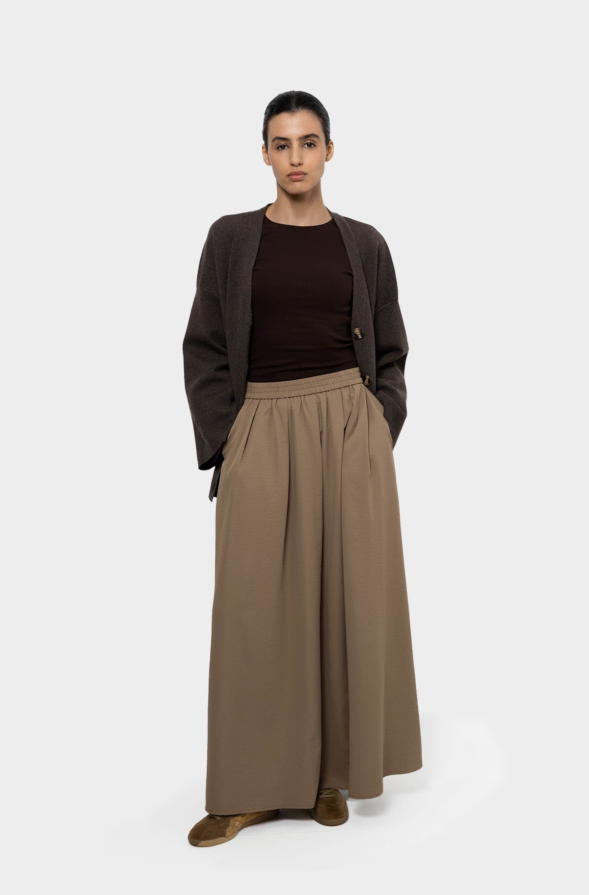 Jupe oversize taupe