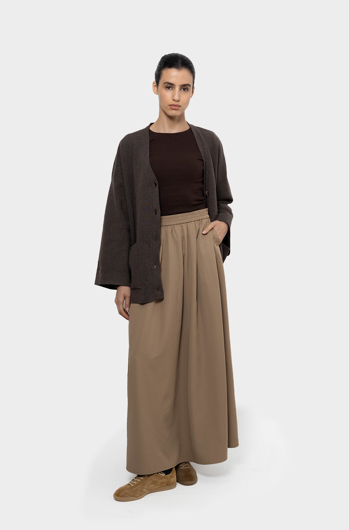 Jupe oversize taupe