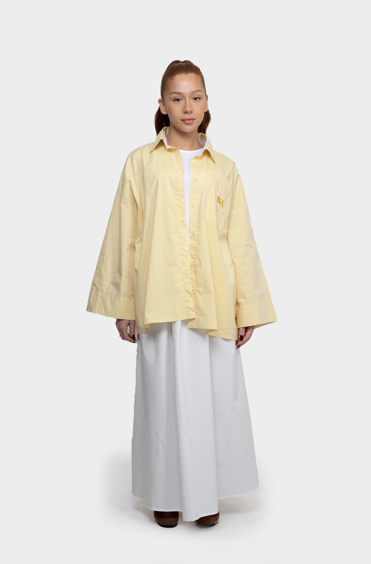 Chemise rayée lime