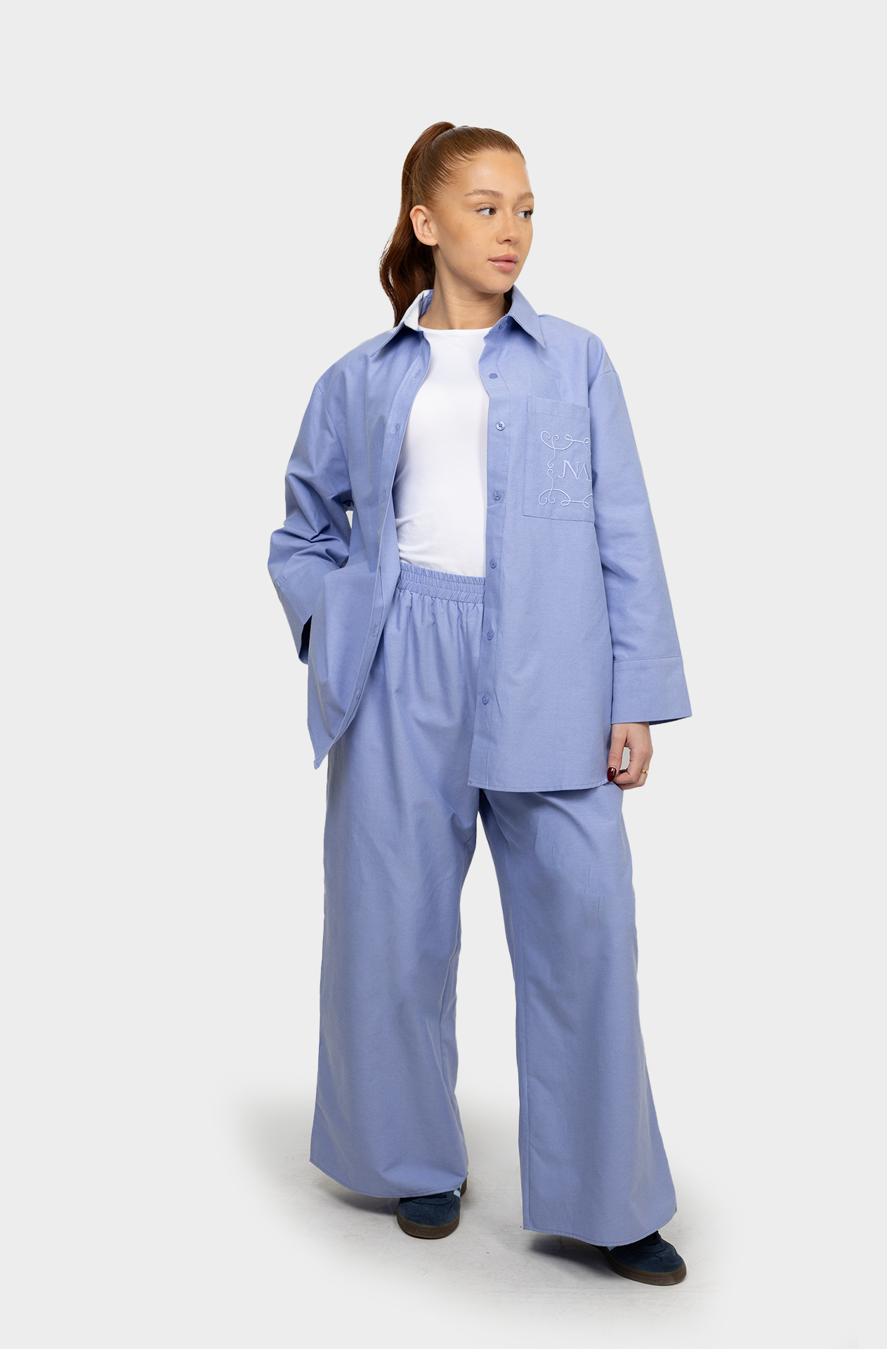 Pantalon oversize coton bleu