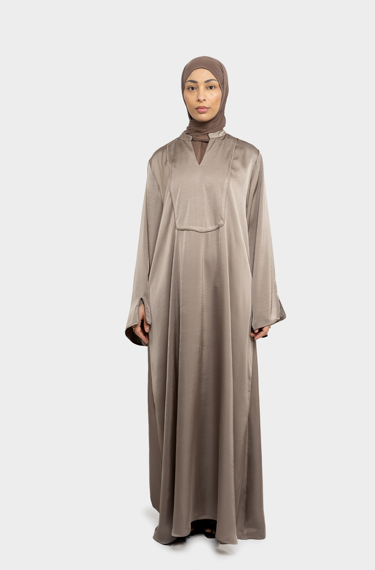 Medina dress taupe Tunisian collar