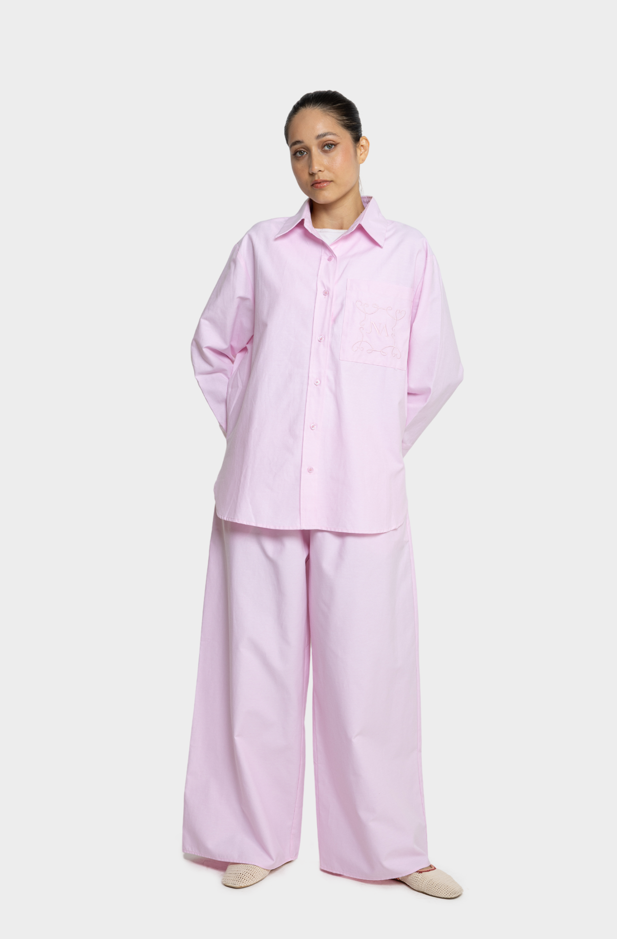 Pink cotton oversized shirt