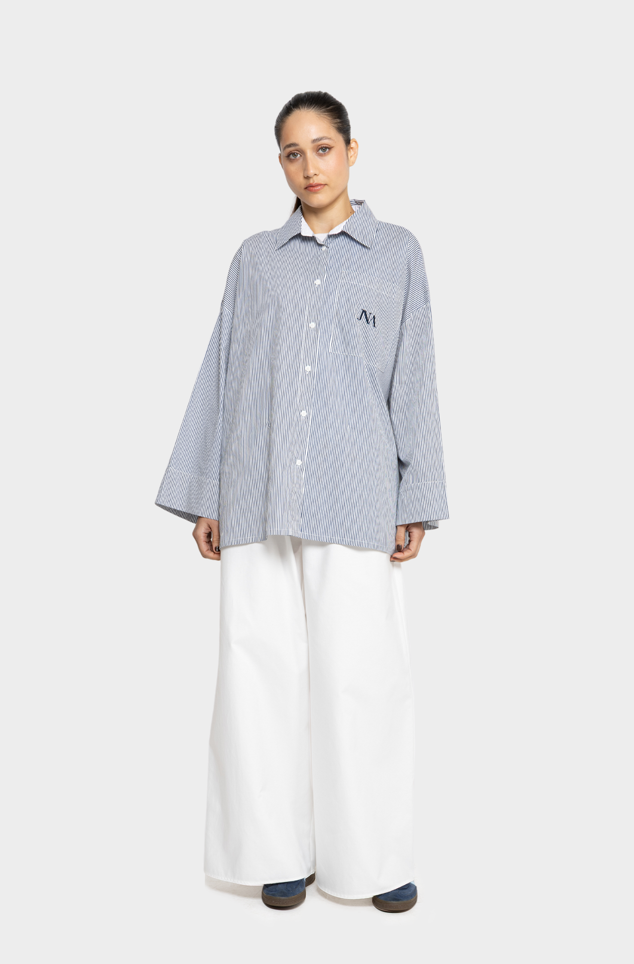 Navy striped shirt