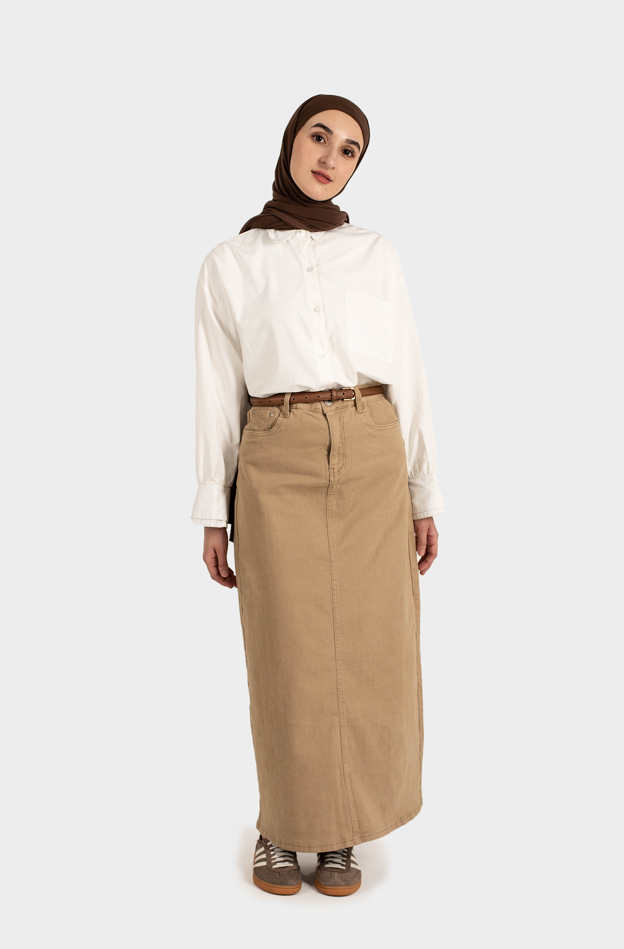 Jupe jean beige