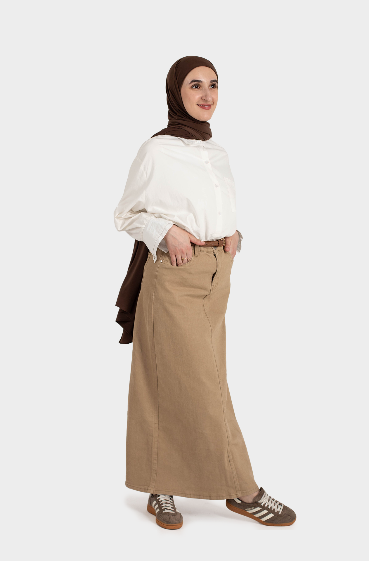 Jupe jean beige