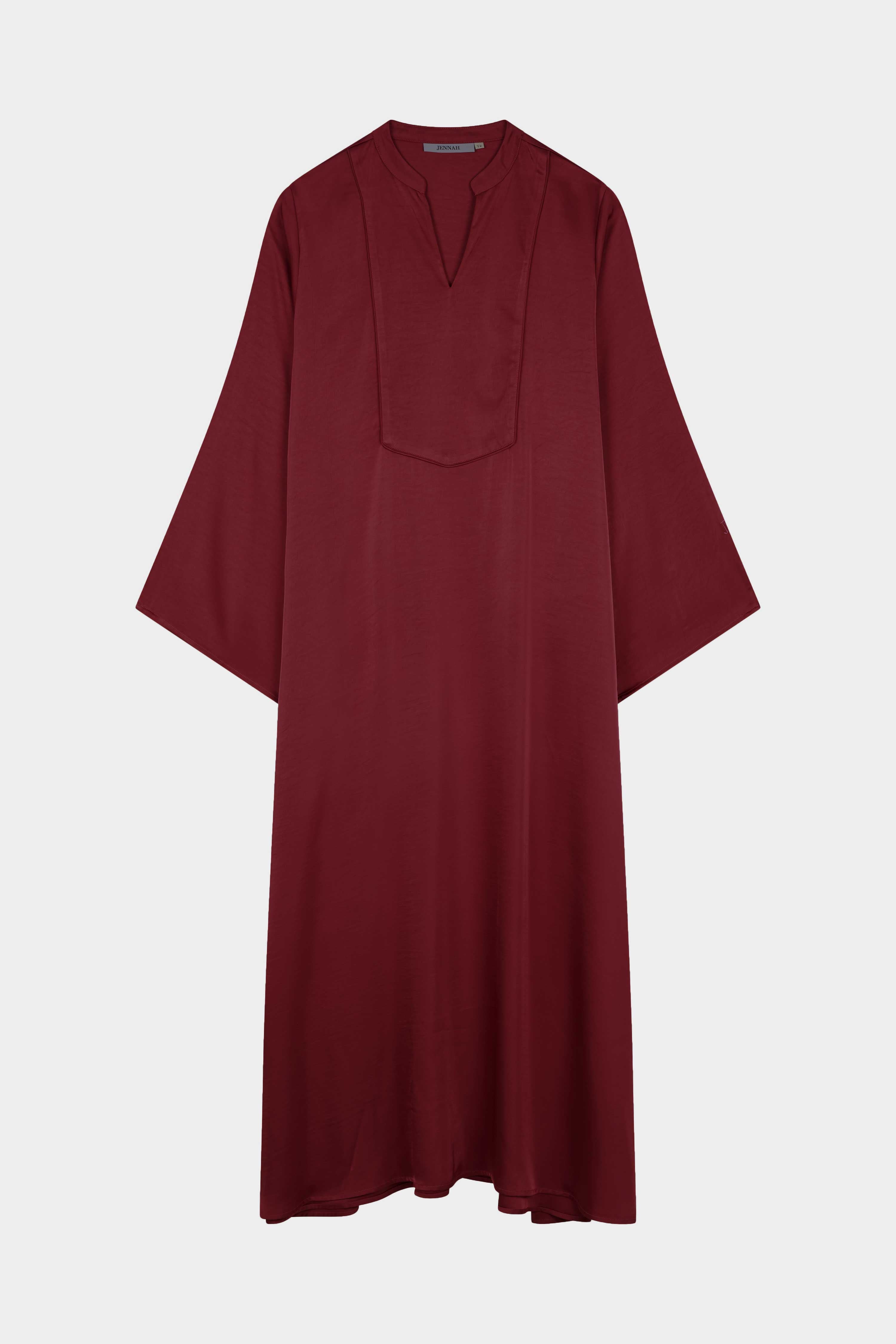 Medina dress Tunisian collar burgundy