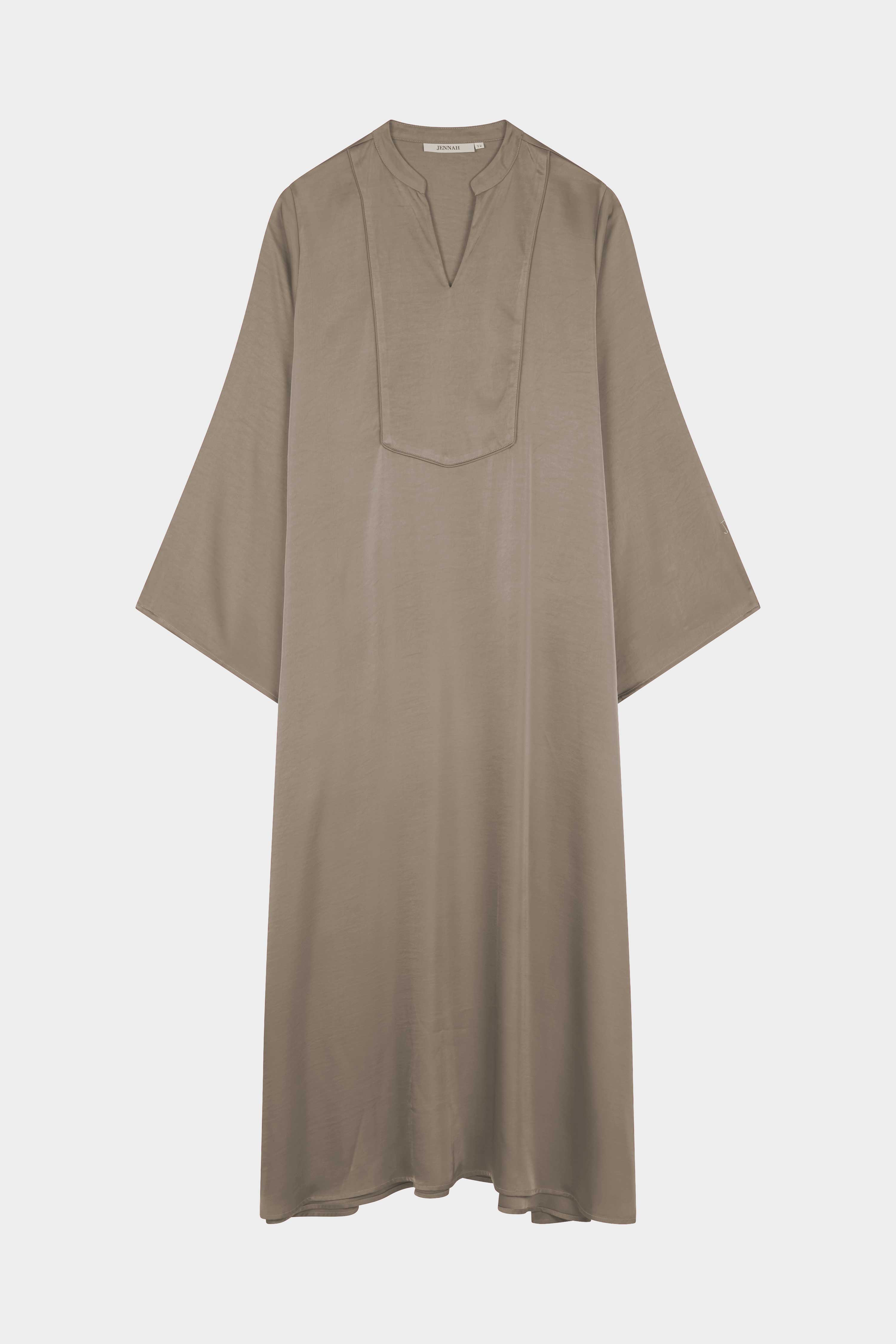 Medina dress taupe Tunisian collar