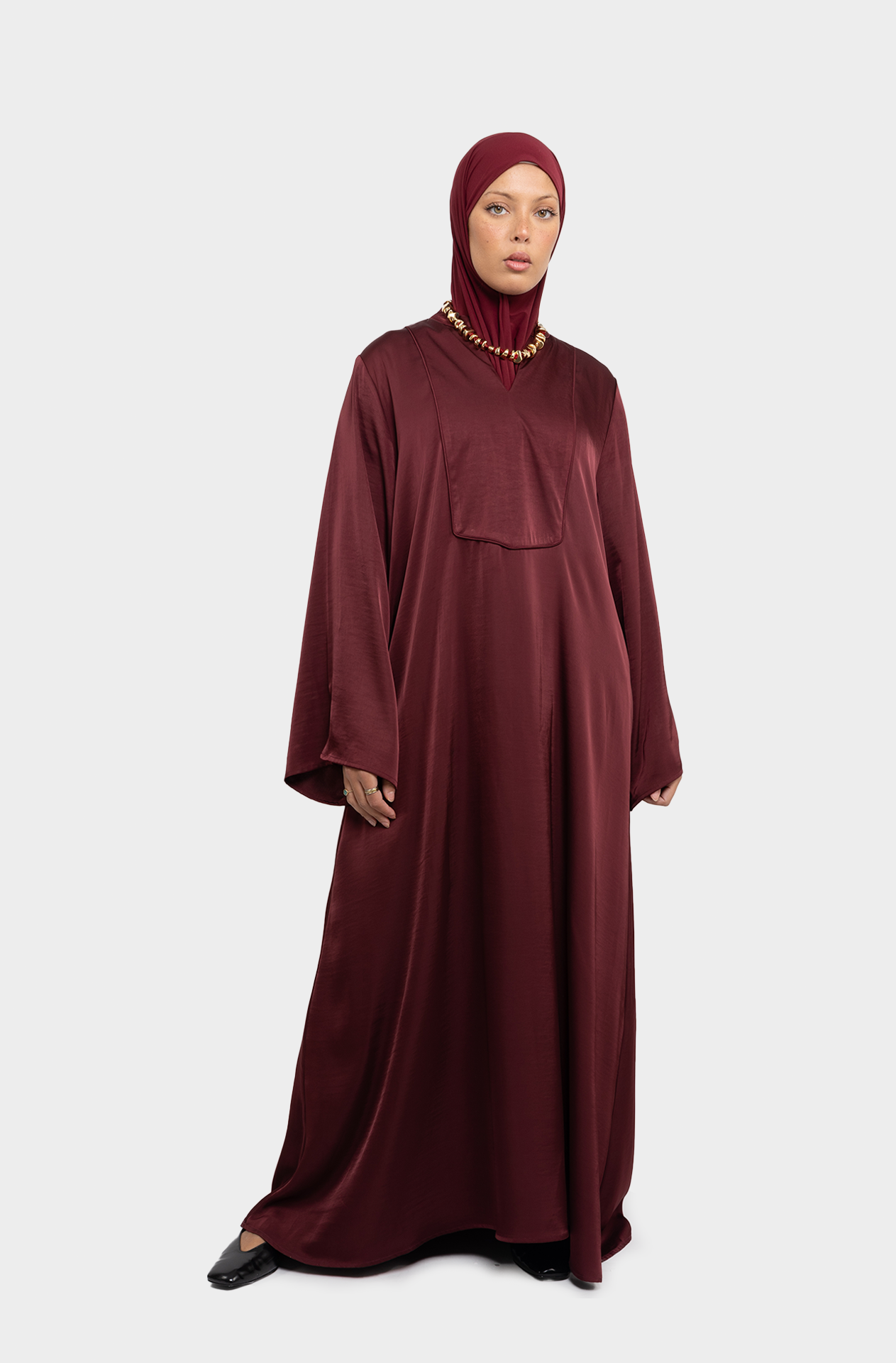 Medina dress Tunisian collar burgundy