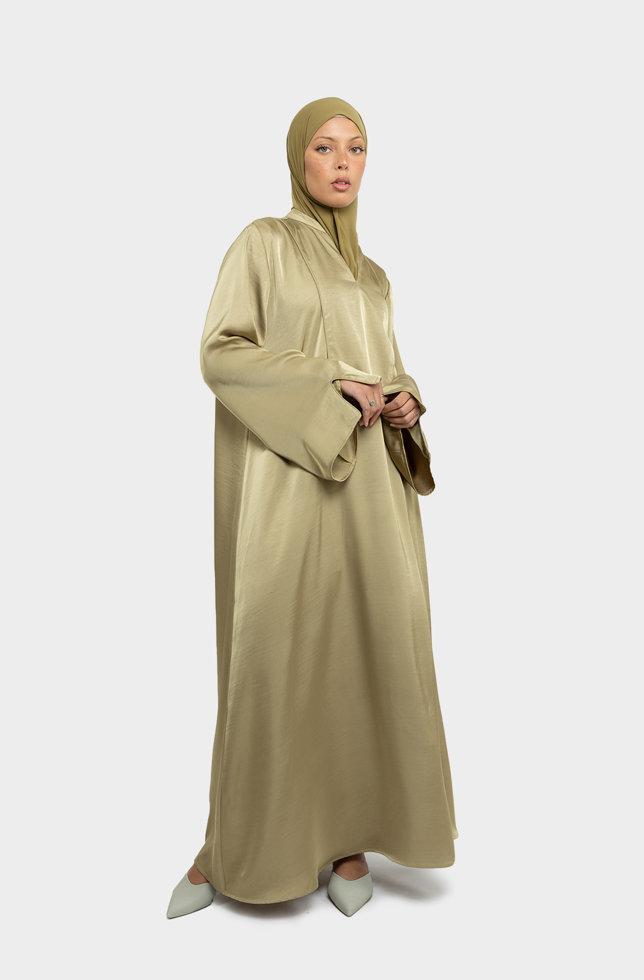 Medina dress olive Tunisian collar