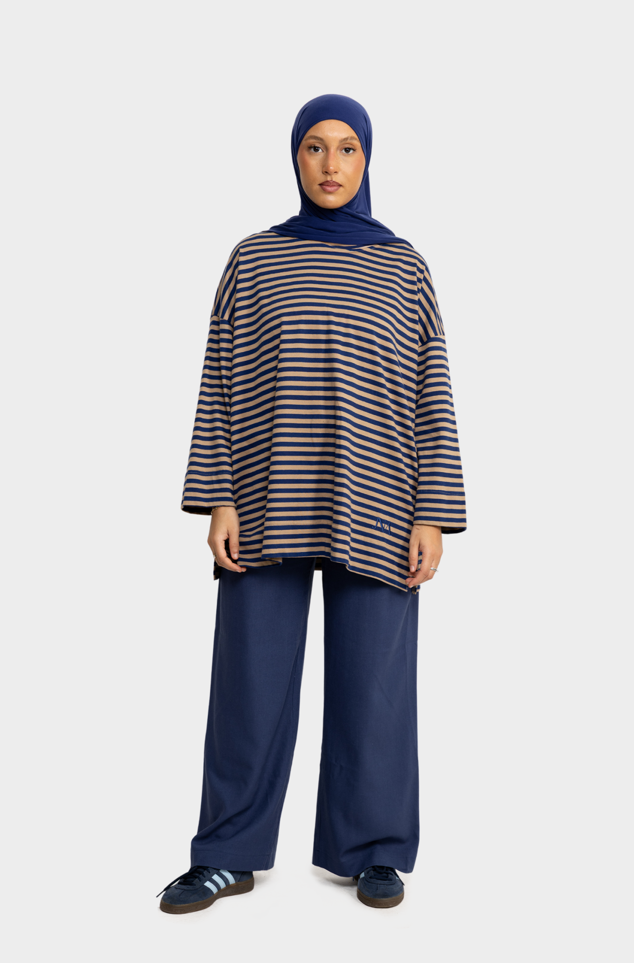 Navy T-shirt taupe/blue